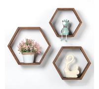 Peiaw Ensemble De 3 Étagères Murales Hexagonales - Décoration Murale Flexible pour Salon Chambre Couloir Rangement Mural Rustique avec Protection Mousse & Fixation Stable