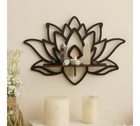Peiaw Étagère Murale Lotus 33x22,5cm - Décoration Murale 3D avec Plateau en Bois | Porte-Mur pour Cristaux Bougies & Déco Accent Élégant pour Espace Bien-être Yoga Salon & Chambre Montage Facile