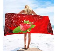 Peiaw Serviette de Plage Fraise sans Sable Séchage Rapide Serviette de Voyage en Microfibres pour Plage Piscine Pique-Nique - Ultra Absorbante Légère avec Motifs de Fruits Vibrants(008)