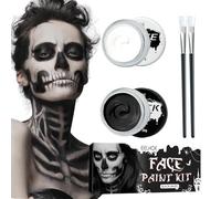 PEIFOON Halloween Maquillage Noir Blanc, Kit de Maquillage Visage Crâne, Peinture Visage pour Enfants, Kit de Maquillage Théâtre Vampire Monstre SFX Maquillage
