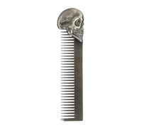 Peigne à barbe de poche - Design tête de mort en alliage de zinc pour coiffer et façonner la barbe, outil ergonomique idéal pour une utilisation en extérieur et cheveux fins