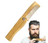 Peigne à barbe en bois - Matériau en bois taille 10 cm, peigne de poche pliant, design | Outil de toilettage de barbe antistatique pour hommes, soins de bea et moustache, utilisation de voyage, cadeau