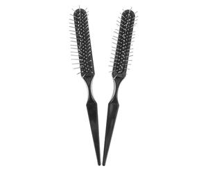 Peigne à Cheveux 2 Pièces Noir, Queue Fine, Airbag, Acier ABS | Démêlage de Perruques, Séparation Précise, Dents Standard, Embout Long Effilé, pour Cheveux Fins et Boucles