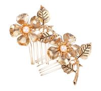 Peigne à Cheveux 2 Pièces, Style Vintage Élégant | Accessoire Doré pour Mariée et Demoiselles, Photos de Noces, Voile ou Serrage-tête, Paire Symétrique
