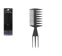 Peigne à cheveux 3 en 1 en plastique noir - 1 pièce - Outil polyvalent pour cheveux - Peigne de qualité supérieure pour coiffer et démêler