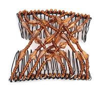 Peigne à cheveux à perles, réglable, double clip extensible pour femme, outil de coiffure, maintient les cheveux fermement, peigne tendance (05#)