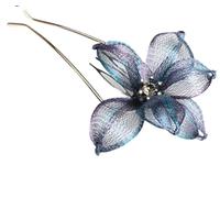 Peigne à cheveux accessoires de mariée mariage strass peignes latéraux fleurs pince pinces en forme U(Blue)