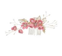 Peigne à cheveux avec couronne en cristal - Clip de mariage en alliage de zinc avec conception de feuilles, mariage élégant, One Size, Agar, Aucune pierre précieuse.