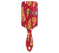 Peigne à cheveux avec coussin rouge à pizza pour femme - Antistatique - Pour voyage
