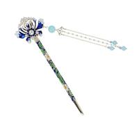 Peigne À Cheveux Chinois - De Zinc 14x4cm | Bâton De Cheveux Asiatique Avec Pompon Ďe 12 Cm | Accessoire Đe Fourchette À Çheveux Élégant À Tenue Ferme Pour Femmes Filles Adolescentes É