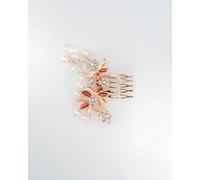 Peigne à cheveux de mariée avec perles et cristaux - Accessoire de cheveux de mariage doré fait à la main avec design floral pour des mises à jour élégantes - Option de boîte cadeau (pêche, standard)