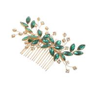 Peigne à Cheveux de Mariée en Cristal Vert, Métal et Pierres Décoratives