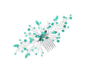 Peigne à Cheveux de Mariée Vert en Cristaux et Alliage, Fleur Élégante | Maintien Rapide du Chignon, Détails Floraux Scintillants, pour Veillées et Concours, sans Irriter le Cuir Chevelu