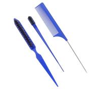 Peigne à Cheveux Double Embout en Plastique ABS Bleu, Dents Denses | Brosse Double Face, Dents Rondes Polies, pour Coiffer Cheveux Mouillés, Salon, Coloration Maison