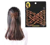 Peigne à cheveux élastique, peigne à cheveux Accessoires pour cheveux avec peigne à perles double perle élastique avec perle et bibelot, disque double pour femmes Accessoires(brun)