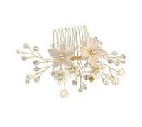 Peigne à cheveux élégant avec strass et perles - Accessoire de mode portable pour femmes tendance - Mariée et fille de fleur