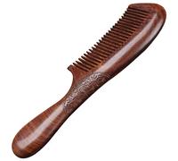 Peigne à cheveux en bois avec double face à dents larges, bois de santal noir, massage du cuir chevelu et soins capillaires essentiels