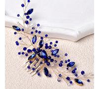 Peigne à cheveux en cristal fait main, accessoire de cheveux de mariage de couleur bleue pour la mariée Taille UniquePolychlorures de vinyle