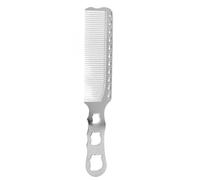 Peigne à cheveux en métal, peigne de barbier, peigne de coupe de cheveux à dents fines pour stylistes et barbiers professionnels, matériau en aluminium, taille compacte (Argent)