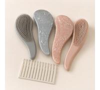 Peigne à cheveux et suceur plat, masseur en plastique pour cuir chevelu avec design anti-nœuds, outil de coiffure portable pour tous les types de cheveux, 10-15 cm, gris, 1 pièce