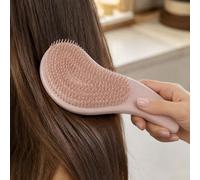 Peigne à cheveux et suceur plat, masseur en plastique pour cuir chevelu avec design anti-nœuds, outil de coiffure portable pour tous les types de cheveux, 10-15 cm, rose, 1 pièce