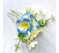 Peigne à cheveux floral bohème pour mariée, demoiselle d'honneur, enterrement de vie de jeune fille (bleu)