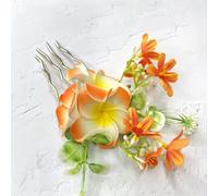 Peigne à cheveux floral bohème pour mariée, demoiselle d'honneur, enterrement de vie de jeune fille (orange)