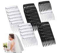 Peigne à cheveux français, 24 pièces, peignes à cheveux latéraux, pinces à cheveux, accessoires pour femmes, peignes à cheveux décoratifs noirs et transparents pour le coiffage quotidien, voiles