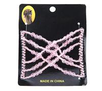 Peigne à cheveux magique avec perles, double peigne extensible, disque à cheveux, design tendance, maintient les cheveux fermement, pour tous les types de cheveux, longs, courts, (Rose)