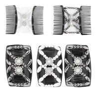 Peigne à Cheveux Magique perlé Lot de 3 Pinces à Cheveux Élastiques Magiques Peignes de Cheveux Extensible Double Clips Magic hair comb pour Accessoire Cheveux Femmes Filles