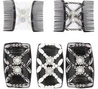 Peigne À Cheveux Magique Perlé Lot De 3 Pinces À Cheveux Élastiques Magiques Peignes De Cheveux Extensible Double Clips Magic Hair Comb Pour Accessoire Cheveux Femmes Filles