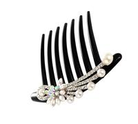 Peigne à Cheveux Noir, en Perles, Alliage Plastique Sept Dents | Coiffe de Mariée Élégante, Décoration Délicate pour Femmes, Facile à Mettre, pour Mariages et Dîners