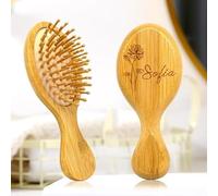 Peigne À Cheveux Personnalisé En Forme De Tête De Chat, Peigne En Bois Personnalisé Pour Demoiselle D'honneur, Cadeau D'anniversaire En Bois Pour Fille, Brosse À Cheveux Démêlante Pour Les Voyages(C)