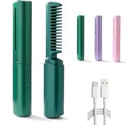 Peigne à cheveux pour femme, mini lisseur à cheveux rechargeable, nouveau lisseur à cheveux portable 2025, brosse chauffante sans fil rechargeable pour femme, 3 réglages de température