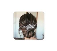 Peigne à cheveux pour mariée avec fleurs et perles - Accessoires pour cheveux pour femme et fille (argent)