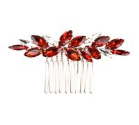 Peigne à Cheveux Strassé de Mariée, Alliage, Rouge, Chic | Accessoire Élégant pour Mariée et Demoiselle D’honneur, Facile à Poser, Coiffure Scintillante