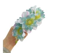 Peigne à cheveux vintage à motif floral multifonction, pince latérale bohème, peignes fixes de style ethnique pour femme (bleu)