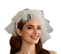 Peigne à cheveux vintage en tulle pour mariée avec détails en dentelle surdimensionnée avec voile en filet