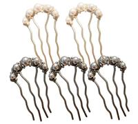 Peigne à chignon orné de perles lot de 5 style vintage. Peigne en alliage en forme U idéal pour les chignons mariée.