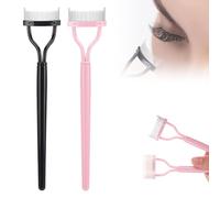 Peigne à cils professionnel à dents métalliques - Outil séparateur de cils et de sourcils à double extrémité avec poignée ergonomique(Black+Yellow,1 pcs)