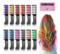 Peigne à cire scintillante de 12 couleurs, peigne de coloration temporaire lavable, changez facilement votre look de vacances(12 Colors)