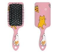 Peigne à coussin d'air antistatique, brosse à cheveux et peigne de massage pour cheveux secs ou mouillés qui réduit la casse et les frisottis, idéal pour démêler, lisser et sécher, chat et pizza