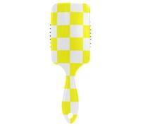 Peigne à coussin d'air mignon à carreaux de buffle jaune et blanc conçu pour cheveux fins avec poignée ergonomique cepillo para definir rizos