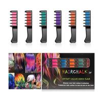 Peigne à Craie pour Cheveux,6/8/10/12 Couleurs Teinture Temporaire Cheveux Craie,Maquillage Peigne Coloration Lavables,Accessoires DIY Kit Coiffure pour Fête,Cosplay,Noël,Carnaval,Halloween