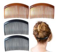 Peigne à dents fendues de 8 x 5 cm - Marron havane et Noir - Lot de 2 pièces - Unisex - Tous âges