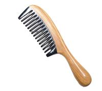 Peigne à dents larges en bois de santal avec poignée tambour, outil toilettage des cheveux ébène for hommes(Wooden)