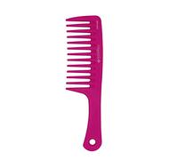 Peigne à dents larges rose vif infusé d'huile de noix de coco avec poignée pour cheveux longs, bouclés et secs pour enfants et adultes Majestik+