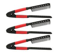 Peigne à lisser les cheveux 3 pièces, peigne en fer plat lisseur en forme de V avec prise ferme et dents arrondies polyvalent pour le coiffage quotidien