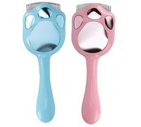 Peigne à poils de chat, brosse démêlante pour chats et petits chiens, outil de toilettage avec poignée ergonomique et dents élastiques douces, paquet de 2