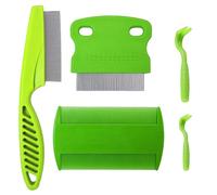 Peigne à Poux 3 Pièces Avec 2 Pinces à Tiques, Peigne En Acier Inoxydable, Peigne Double Face, Peigne à Poux Pour Animaux De Compagnie, Ensemble Combiné De Poux (Vert)
